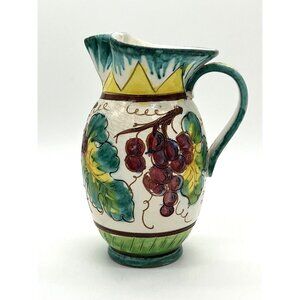 Beautiful Hand Made/Hand Painted Pitcher Made in Italy 6.75" Tall